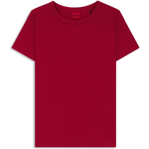 T-shirt en coton mélangé à logo revisité brodé - HUGO - Modalova