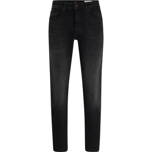 Jean Tapered Fit en denim stretch noir - Boss - Modalova