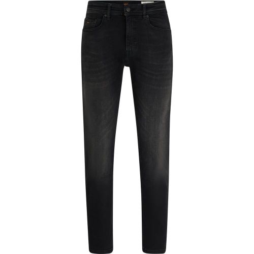 Jean Tapered Fit en denim stretch noir - Boss - Modalova