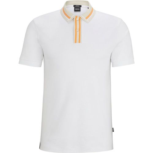 Polo Slim Fit en coton mercerisé avec rayures contrastantes - Boss - Modalova