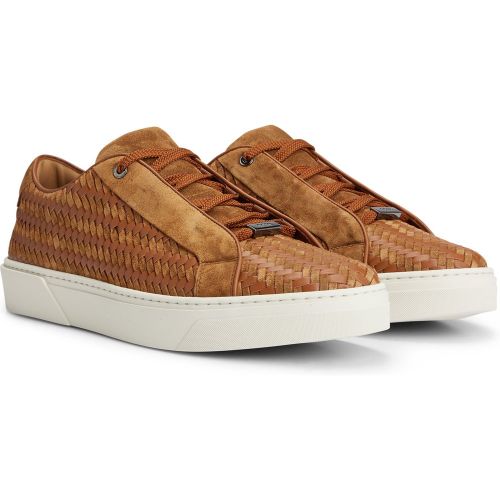 Gary Baskets tressées en cuir et cuir suédé confectionnées en Italie - Boss - Modalova