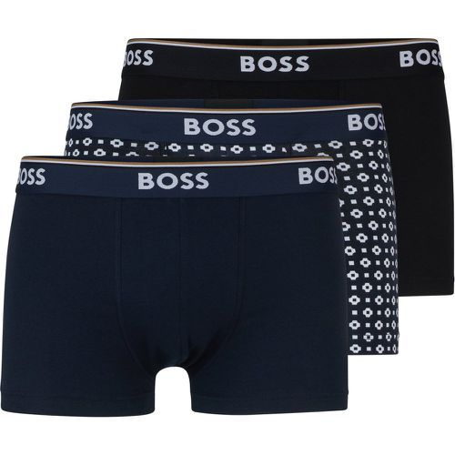 Lot de trois boxers courts en coton stretch avec taille logotée - Boss - Modalova