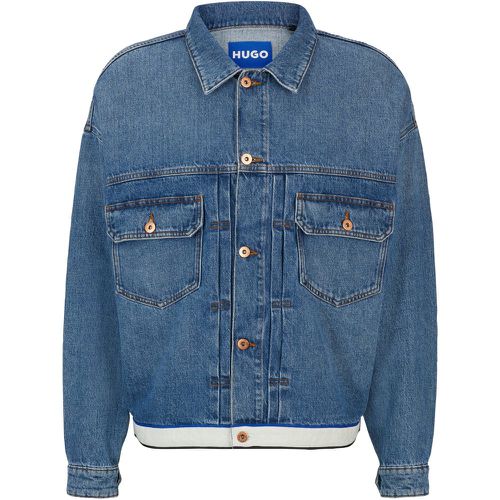 Veste en denim avec ruban logo à la base - HUGO - Modalova