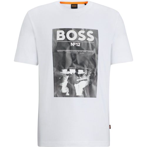 T-shirt Regular Fit en coton avec motif artistique de la saison - Boss - Modalova