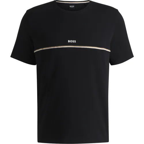 T-shirt de pyjama en coton stretch à logo imprimé - Boss - Modalova