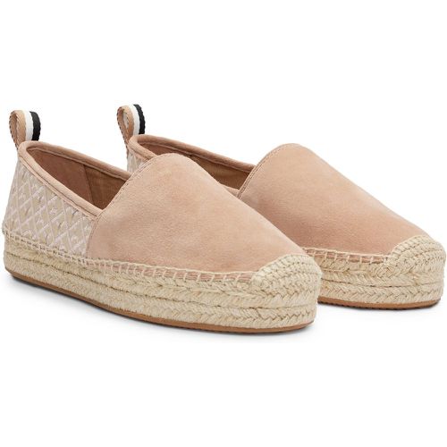 Espadrilles en cuir suédé avec monogrammes brodés - Boss - Modalova