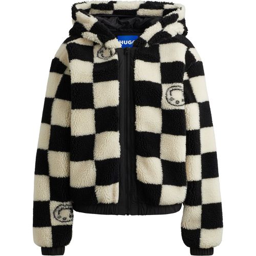 Veste en peluche à motif damier jacquard - HUGO - Modalova