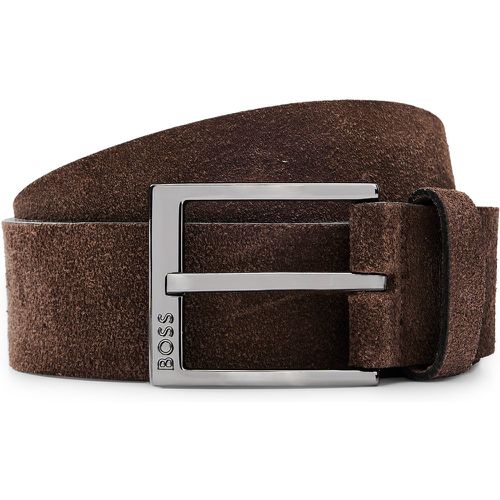 Ceinture en cuir suédé italien avec boucle à logo gravé - Boss - Modalova