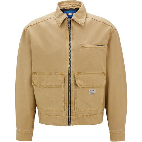 Veste Regular en toile de coton avec étiquette logotée - HUGO - Modalova