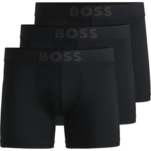 Lot de trois boxers longs en microfibre stretch avec logos - Boss - Modalova