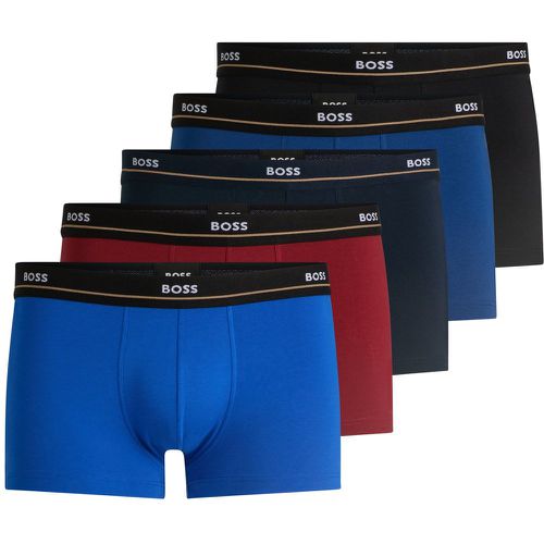 Lot de cinq boxers courts en coton stretch avec taille logotée - Boss - Modalova