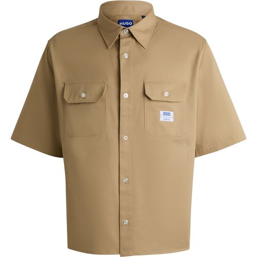 Chemise ample en twill de coton avec patch logo - HUGO - Modalova
