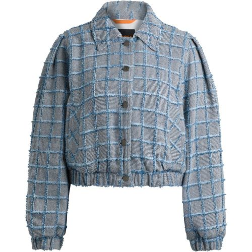 Veste en tweed de coton mélangé à carreaux denim - Boss - Modalova