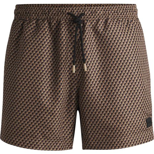 Short de bain avec étiquette logotée et motif de la saison - Boss - Modalova