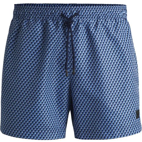 Short de bain avec étiquette logotée et motif de la saison - Boss - Modalova