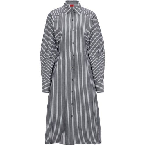 Robe-chemise à manches longues en twill de coton à rayures - HUGO - Modalova