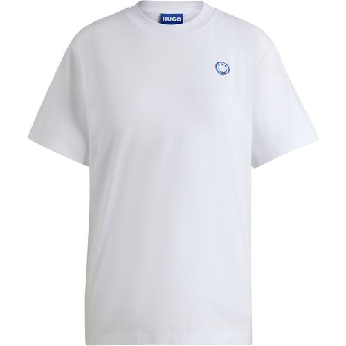 T-shirt en jersey de coton avec badge logoté - HUGO - Modalova