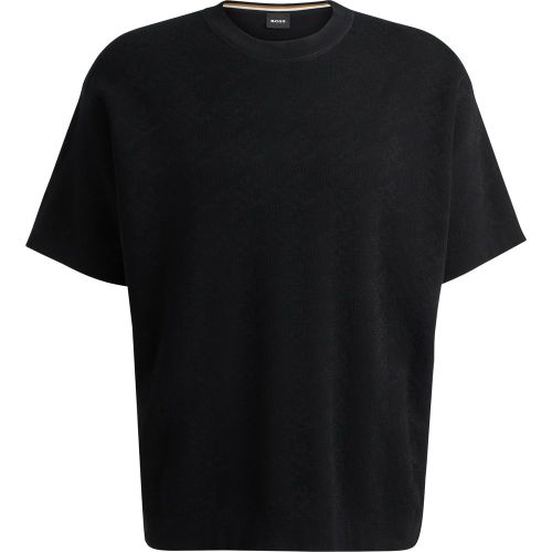 Pull Regular en coton mélangé à motif jacquard pied-de-poule - Boss - Modalova