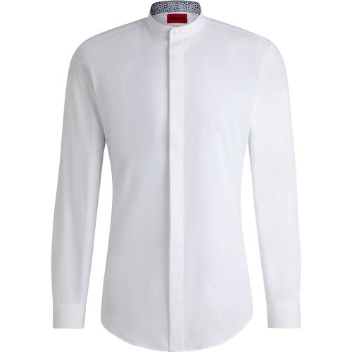 Chemise Slim en coton avec patte de boutonnage intérieure à motif - HUGO - Modalova