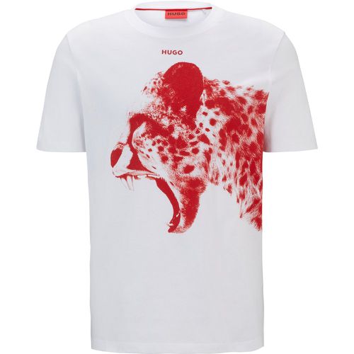 T-shirt Regular en jersey de coton avec motif animalier graphique - HUGO - Modalova