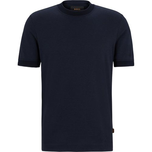 T-shirt Regular bicolore en coton et cachemire - Boss - Modalova