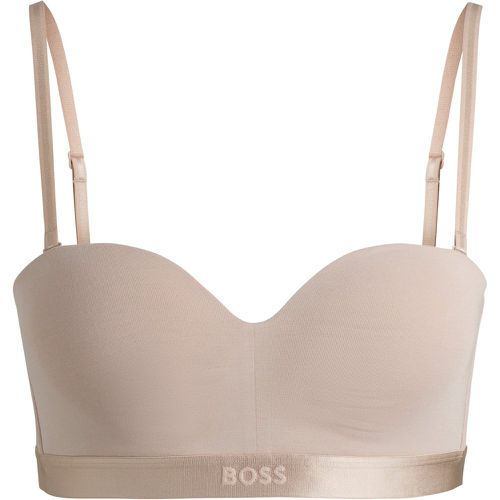 Soutien-gorge en coton mélangé avec bandeau logoté et bretelles amovibles - Boss - Modalova