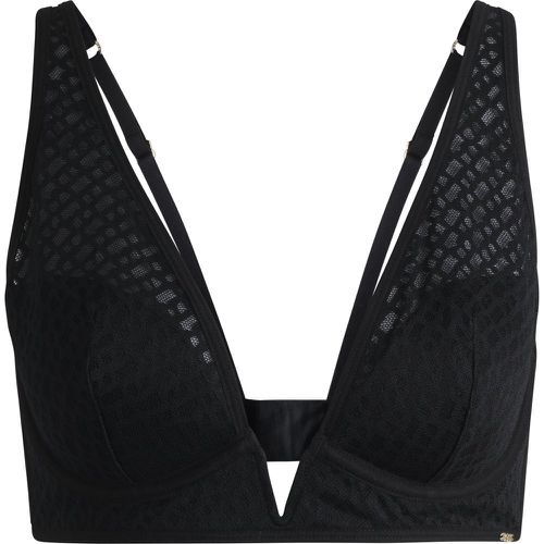 Soutien-gorge triangle en dentelle monogrammée avec garniture métallique - Boss - Modalova