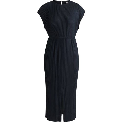 Robe sans manches en tissu plissé très brillant, avec ceinture - Boss - Modalova