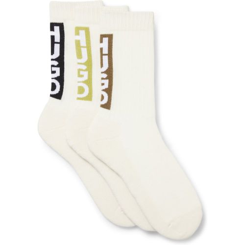 Lot de trois paires de chaussettes à logos verticaux - HUGO - Modalova