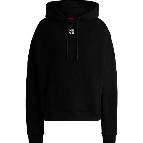 Sweat à capuche en molleton de coton avec logo brodé revisité - HUGO - Modalova