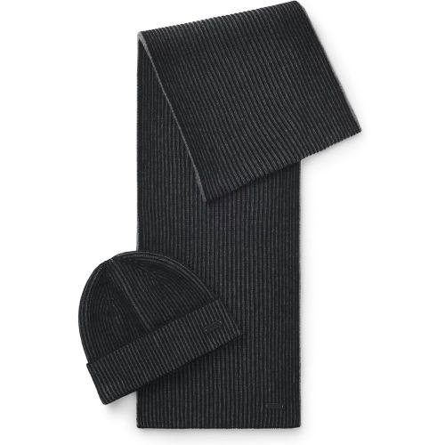 Coffret cadeau avec bonnet et écharpe en maille bicolore - Boss - Modalova