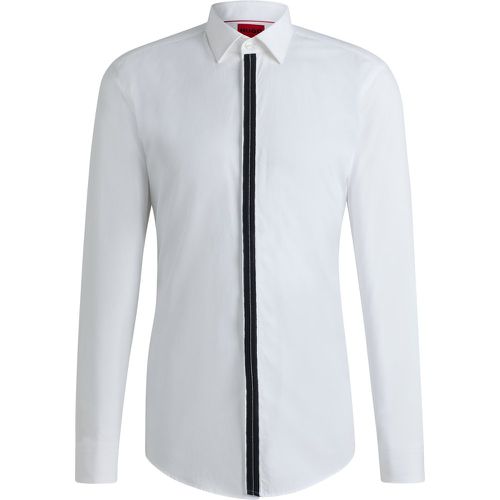 Chemise Slim en popeline de coton avec patte de boutonnage - HUGO - Modalova