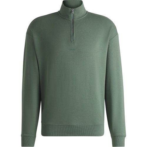 Sweat en molleton de coton avec encolure zippée et logo imprimé - HUGO - Modalova