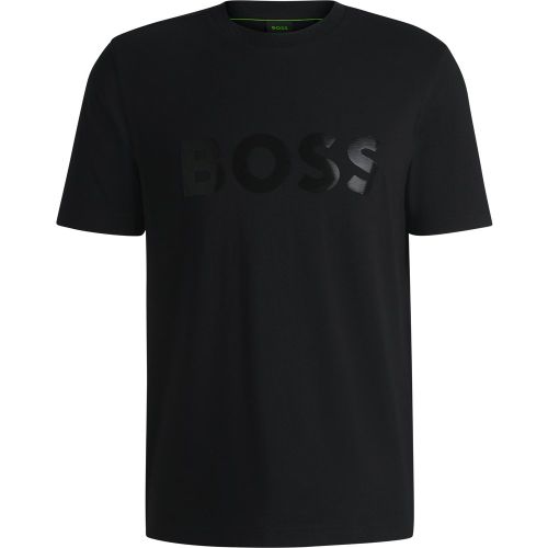 T-shirt en jersey de coton avec logo imprimé effet miroir - Boss - Modalova