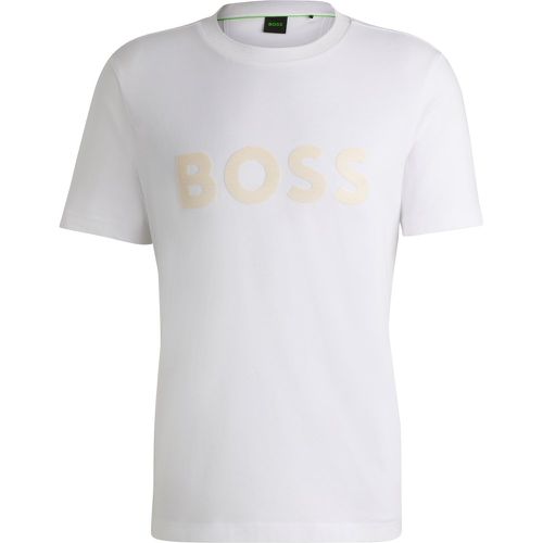 T-shirt en jersey de coton avec logo imprimé effet miroir - Boss - Modalova