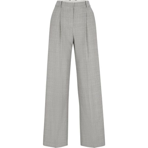 Pantalon droit en laine vierge à motif prince-de-galles - Boss - Modalova