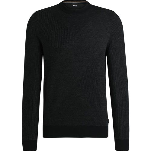 Pull en laine vierge à motif jacquard bicolore - Boss - Modalova
