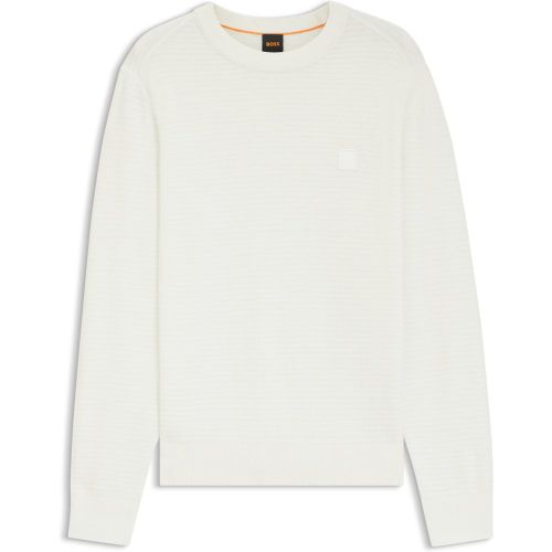 Pull structuré en coton et cachemire avec patch logoté - Boss - Modalova