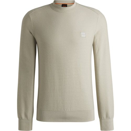 Pull structuré en coton et cachemire avec patch logoté - Boss - Modalova