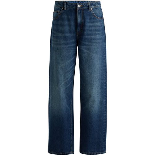 Jean Relaxed en denim rigide bleu - HUGO - Modalova