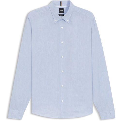 Chemise Regular à pointes boutonnées en lin - Boss - Modalova
