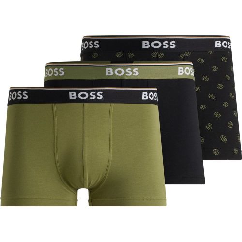 Lot de trois boxers courts en coton stretch avec taille logotée - Boss - Modalova