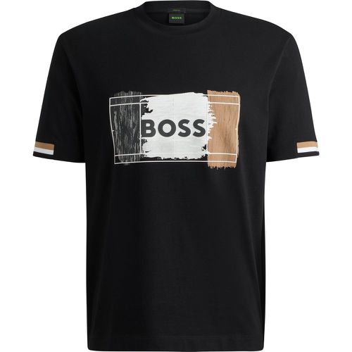 T-shirt en jersey de coton avec motif artistique emblématique - Boss - Modalova