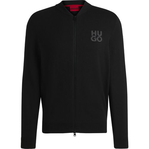 Cardigan zippé en coton avec logo revisité - HUGO - Modalova