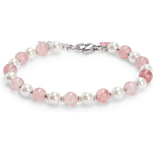 Bracelet ajustable avec perles naturelles et pierres roses - HUGO - Modalova