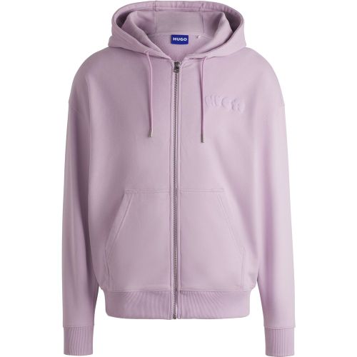 Sweat à capuche zippé en molleton de coton avec imprimé de la saison - HUGO - Modalova