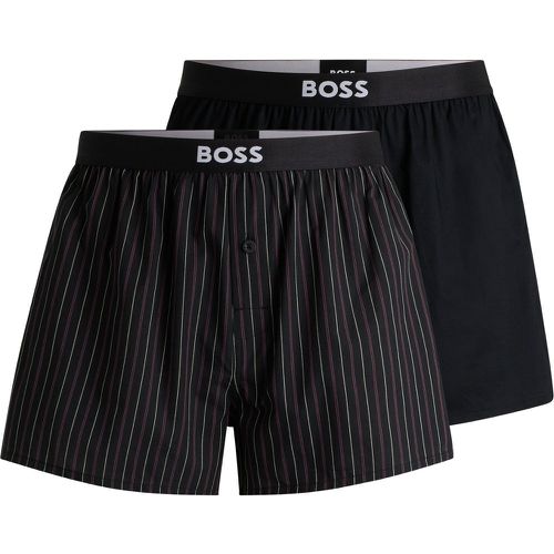 Lot de deux shorts de pyjama en popeline de coton avec logos - Boss - Modalova