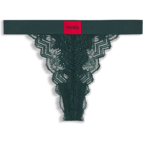 String en dentelle avec étiquette logotée rouge - HUGO - Modalova