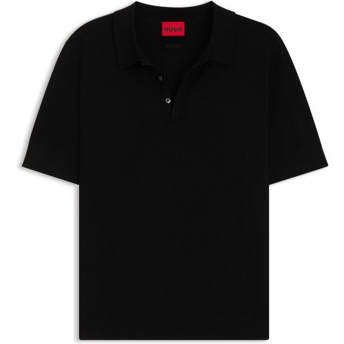 Polo en maille avec patte de boutonnage recouverte - HUGO - Modalova