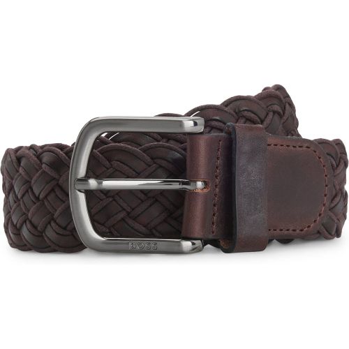 Ceinture en cuir tressé avec boucle logotée - Boss - Modalova